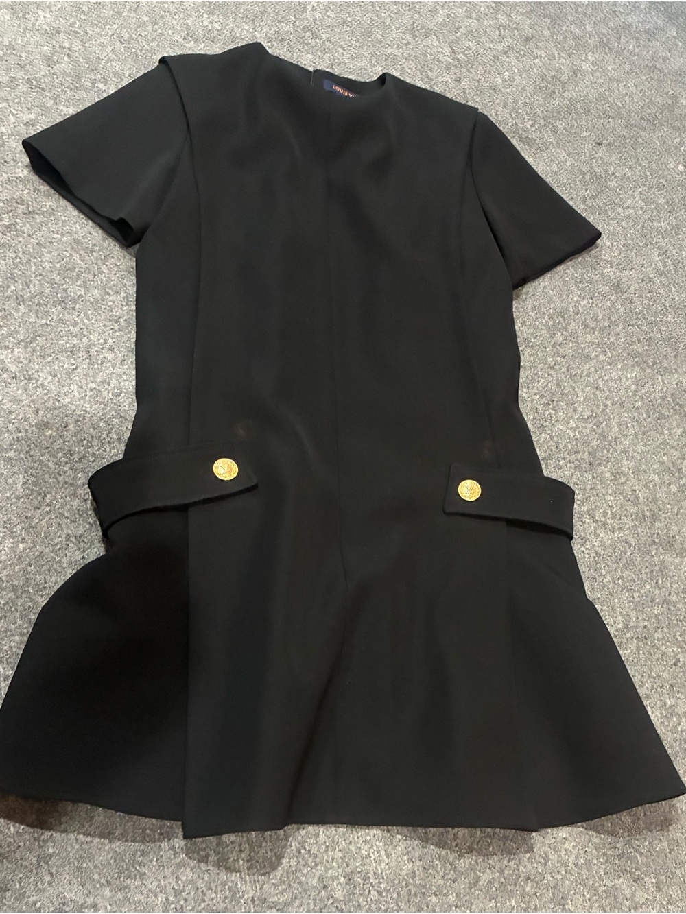 Louis Vuitton Black Short Sleeve Uniform Dress  with Gold Buttons
